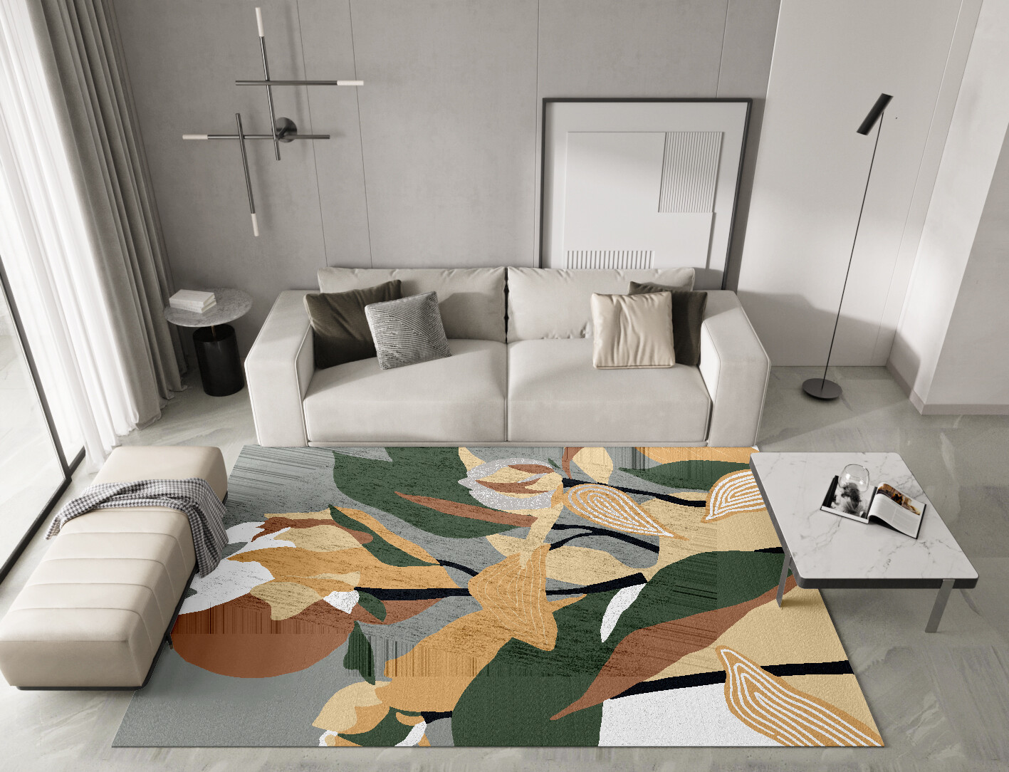 Heliconia Field of Flowers Rectangle Hand Knotted Bamboo Silk Custom Rug by Rug Artisan