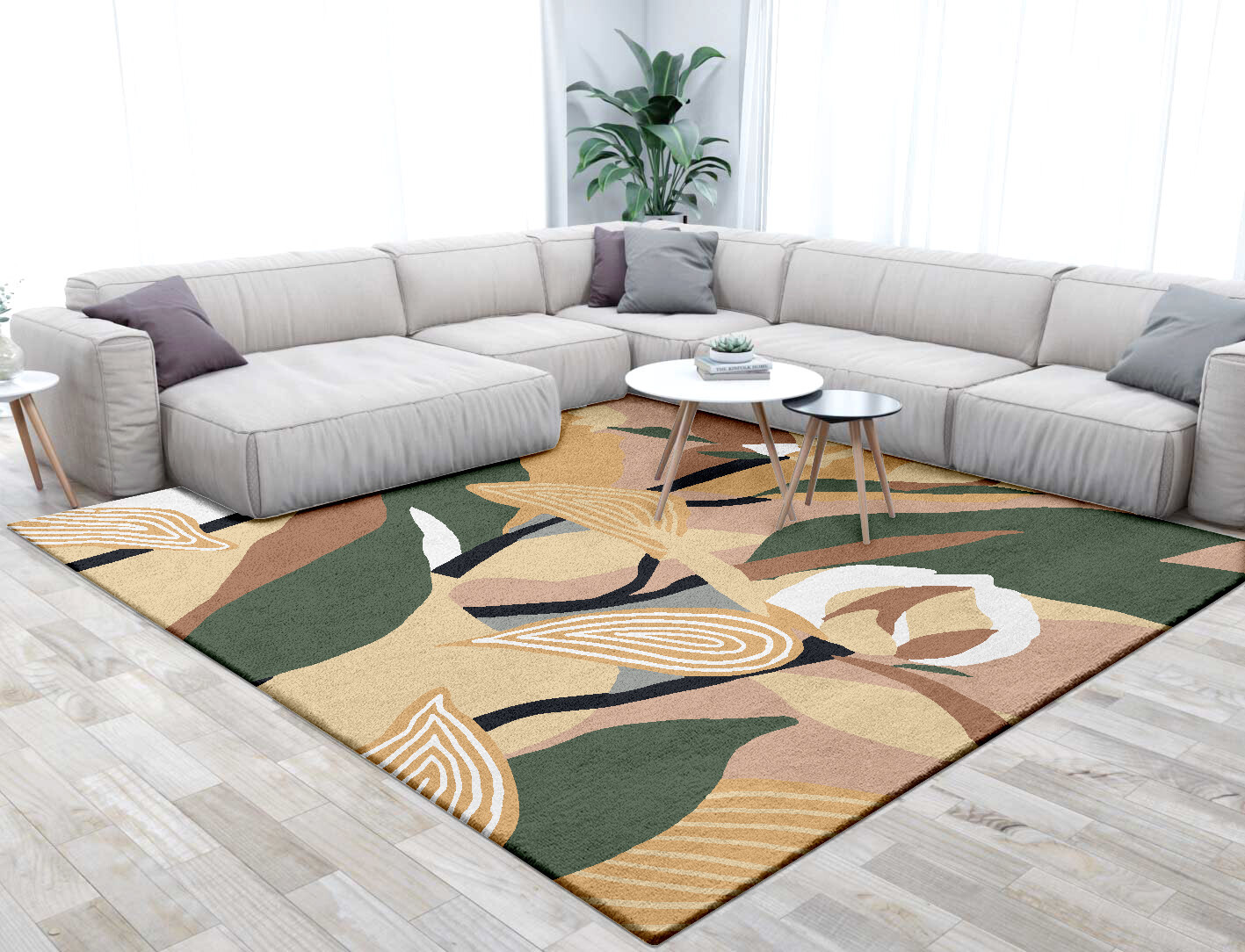 Heliconia Field of Flowers Square Hand Tufted Pure Wool Custom Rug by Rug Artisan