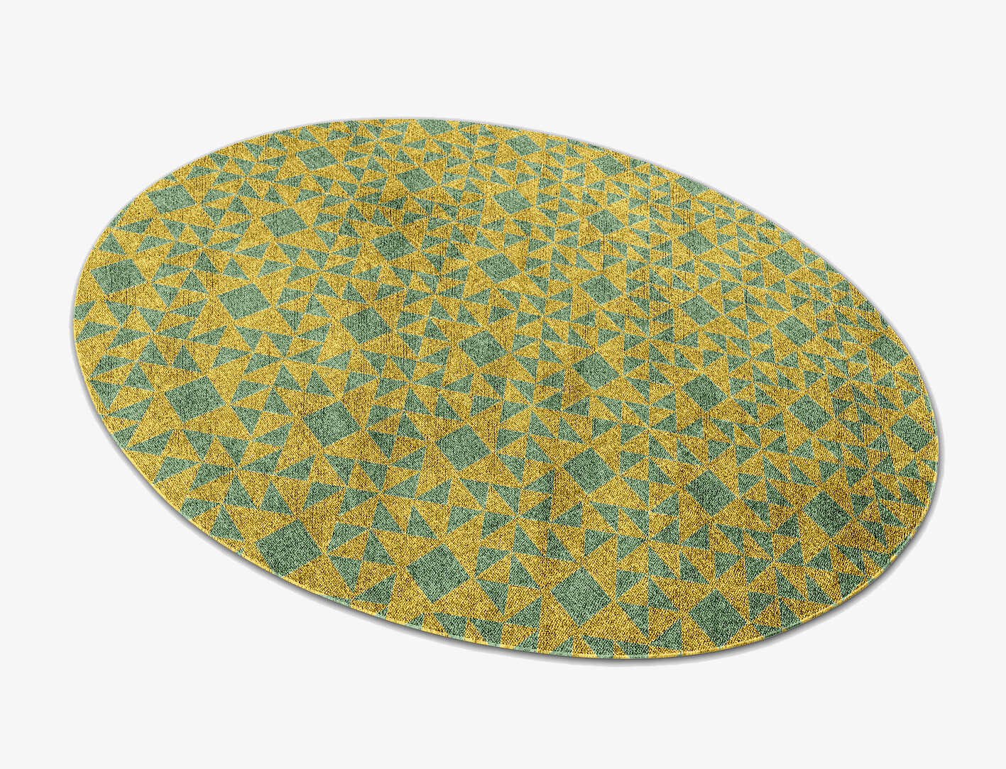 Helios Geometric Oval Flatweave Bamboo Silk Custom Rug by Rug Artisan