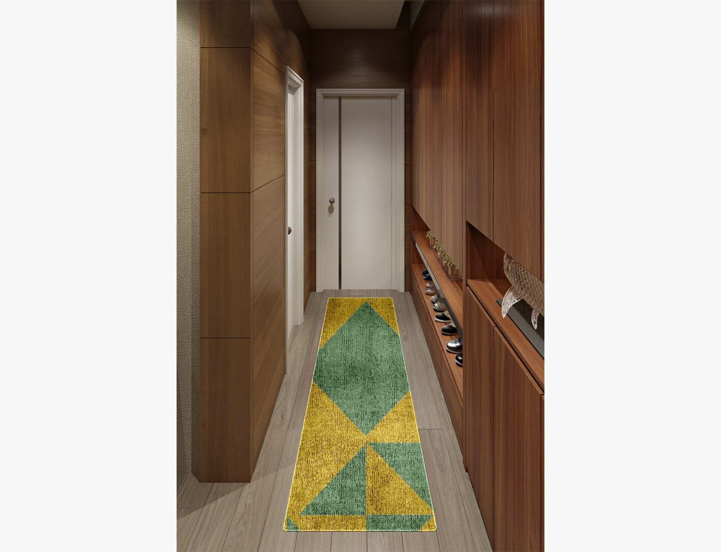 Helios Geometric Runner Flatweave Bamboo Silk Custom Rug by Rug Artisan
