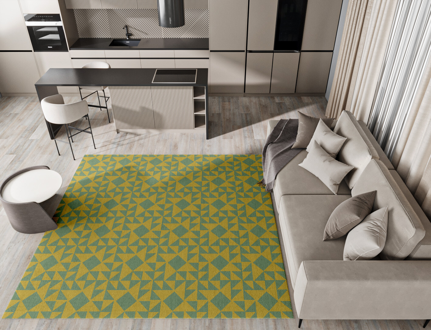 Helios Geometric Square Hand Tufted Pure Wool Custom Rug by Rug Artisan