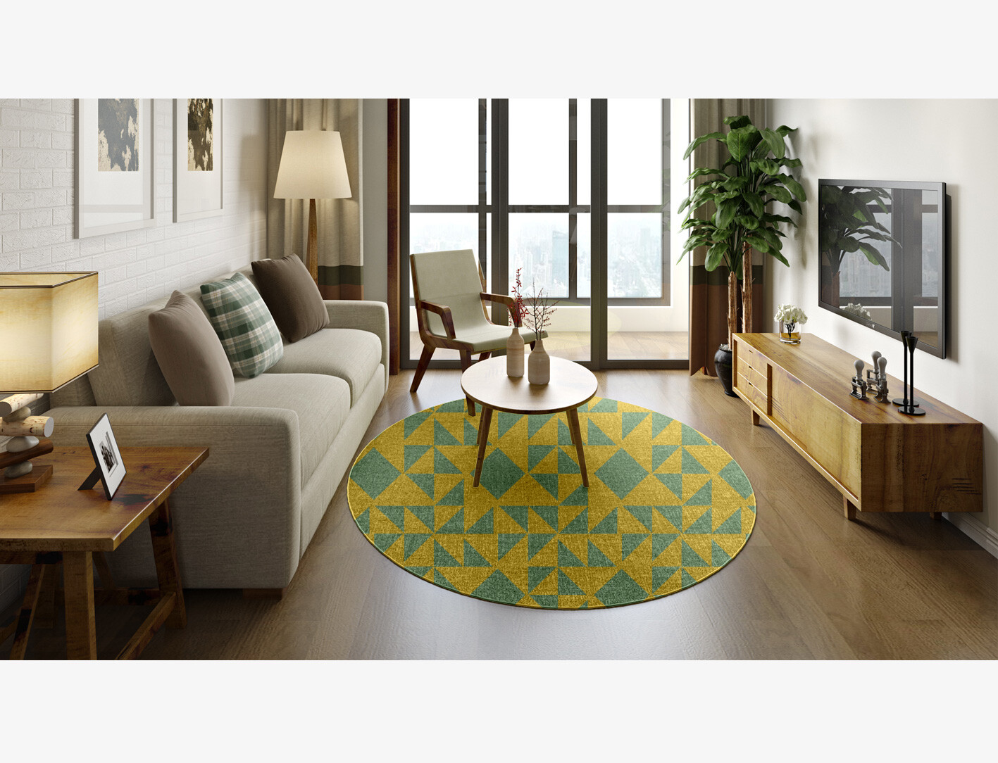 Helios Geometric Oval Outdoor Recycled Yarn Custom Rug by Rug Artisan