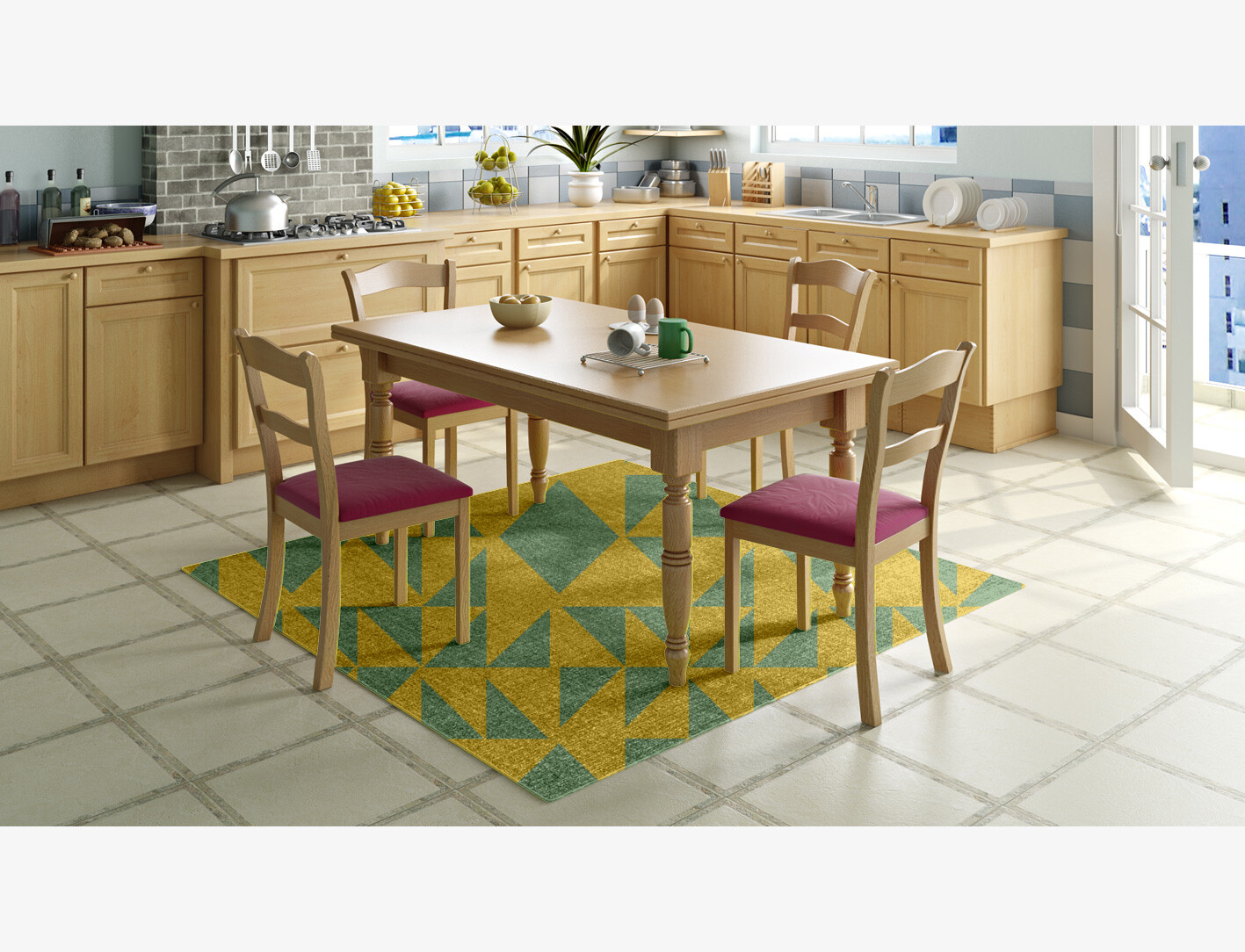 Helios Geometric Square Outdoor Recycled Yarn Custom Rug by Rug Artisan