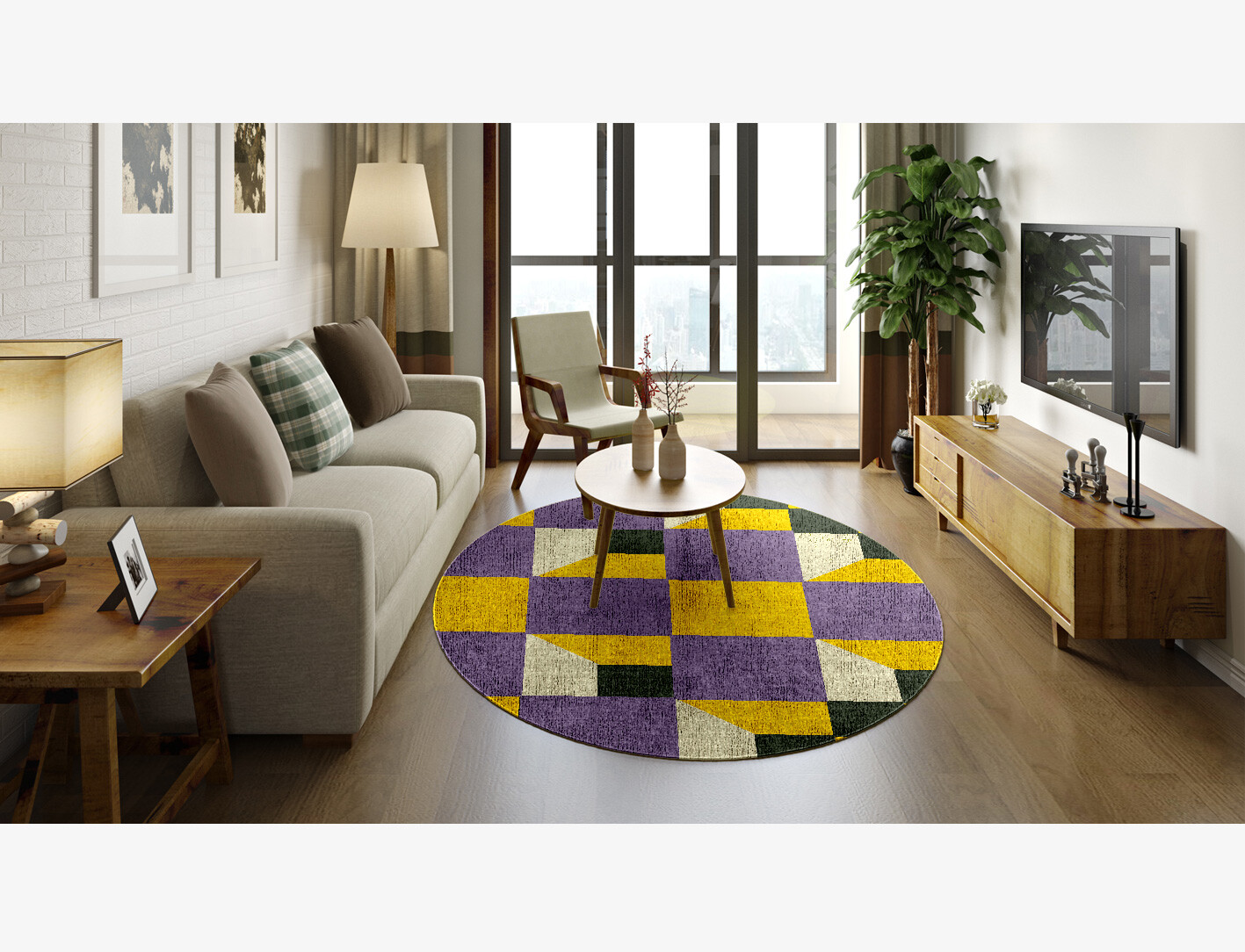 Heliotrope Geometric Oval Flatweave Bamboo Silk Custom Rug by Rug Artisan