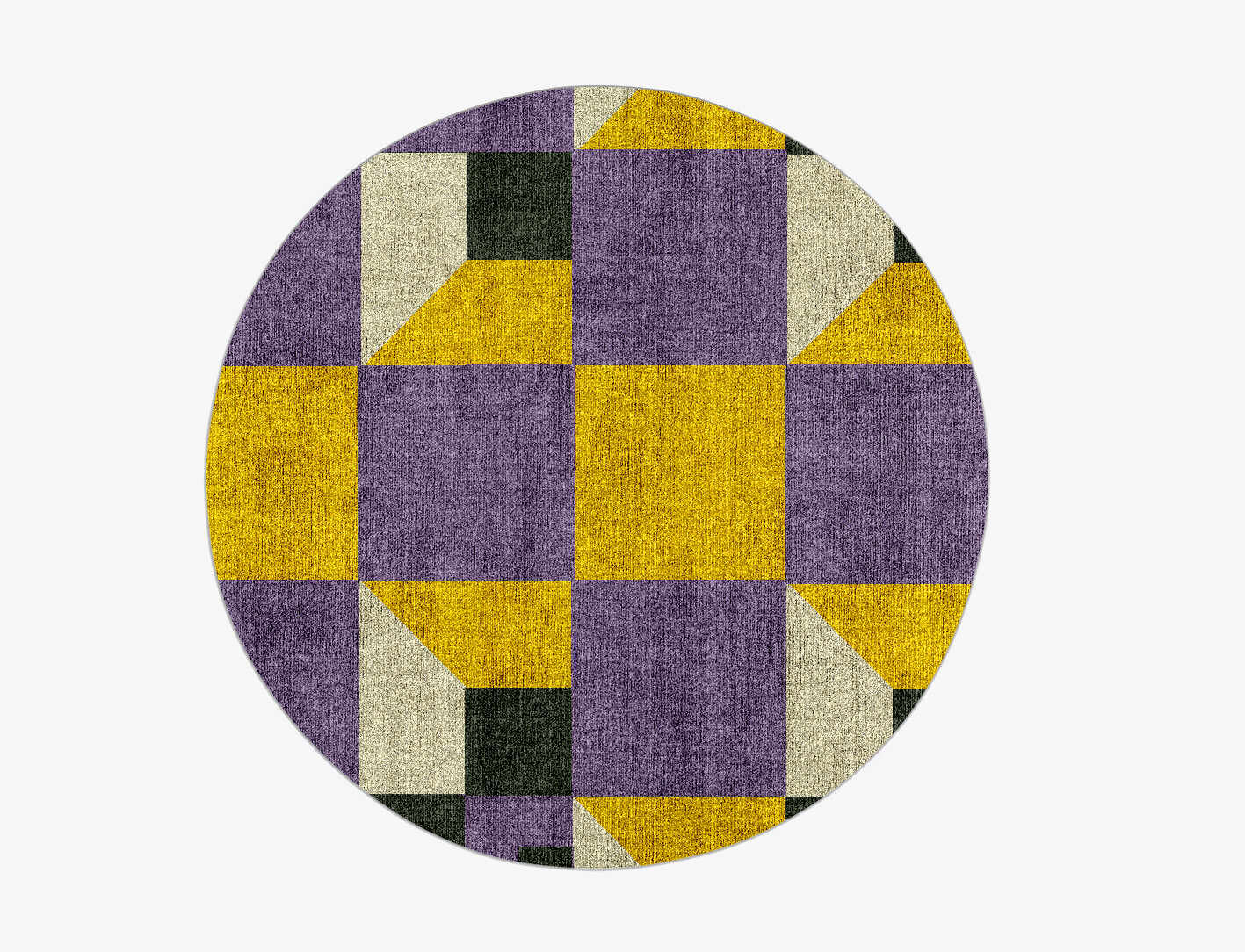 Heliotrope Geometric Round Flatweave Bamboo Silk Custom Rug by Rug Artisan