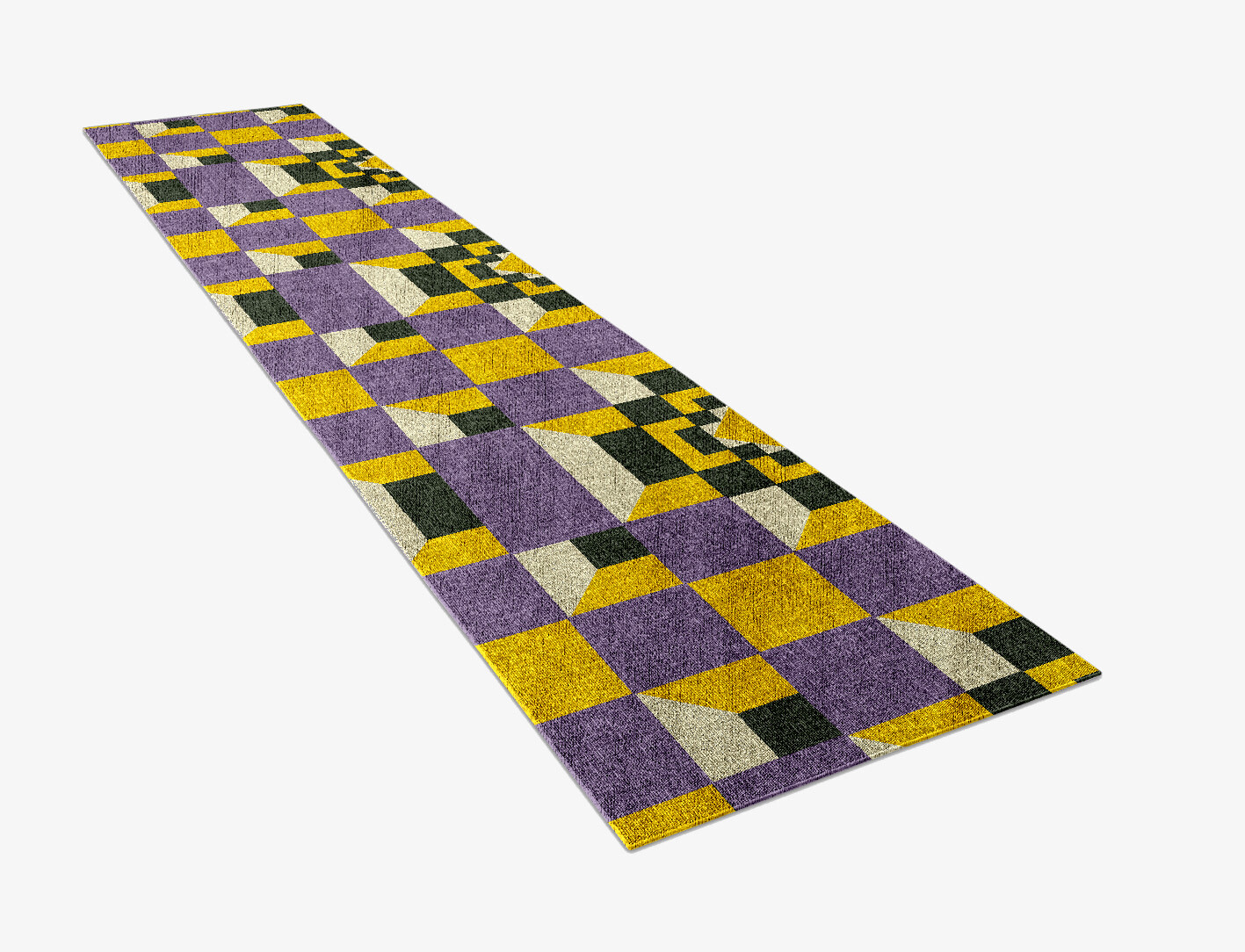 Heliotrope Geometric Runner Flatweave Bamboo Silk Custom Rug by Rug Artisan