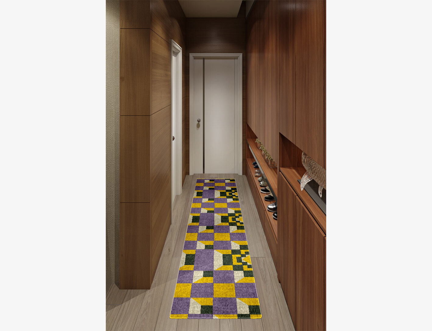 Heliotrope Geometric Runner Flatweave New Zealand Wool Custom Rug by Rug Artisan