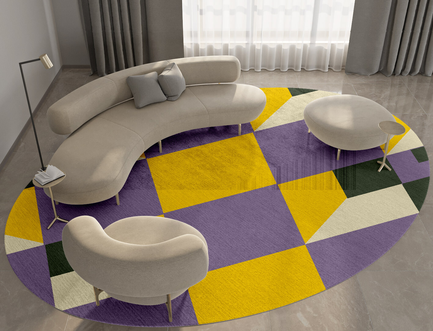 Heliotrope Geometric Oval Hand Knotted Bamboo Silk Custom Rug by Rug Artisan