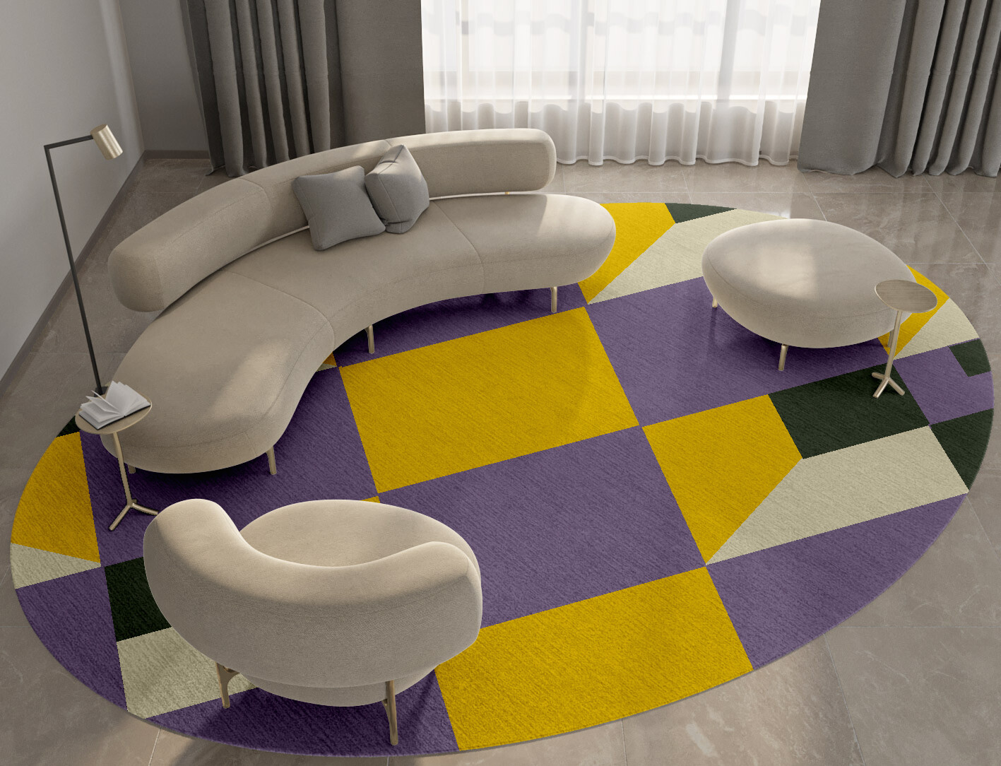 Heliotrope Geometric Oval Hand Knotted Tibetan Wool Custom Rug by Rug Artisan