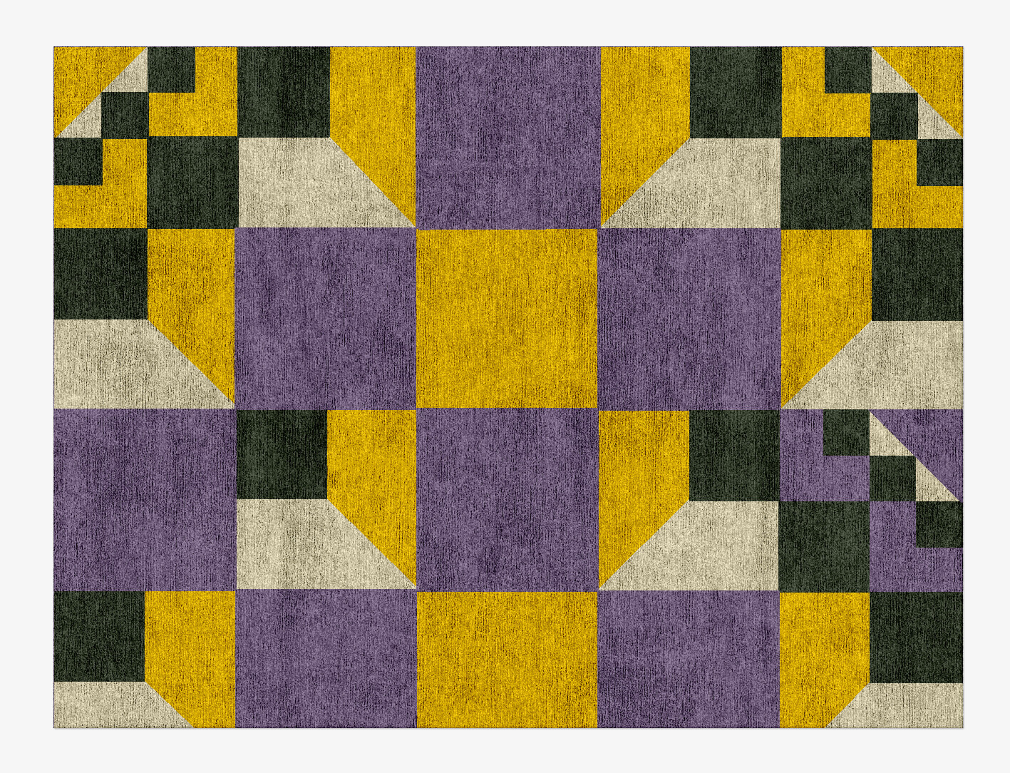 Heliotrope Geometric Rectangle Hand Knotted Bamboo Silk Custom Rug by Rug Artisan