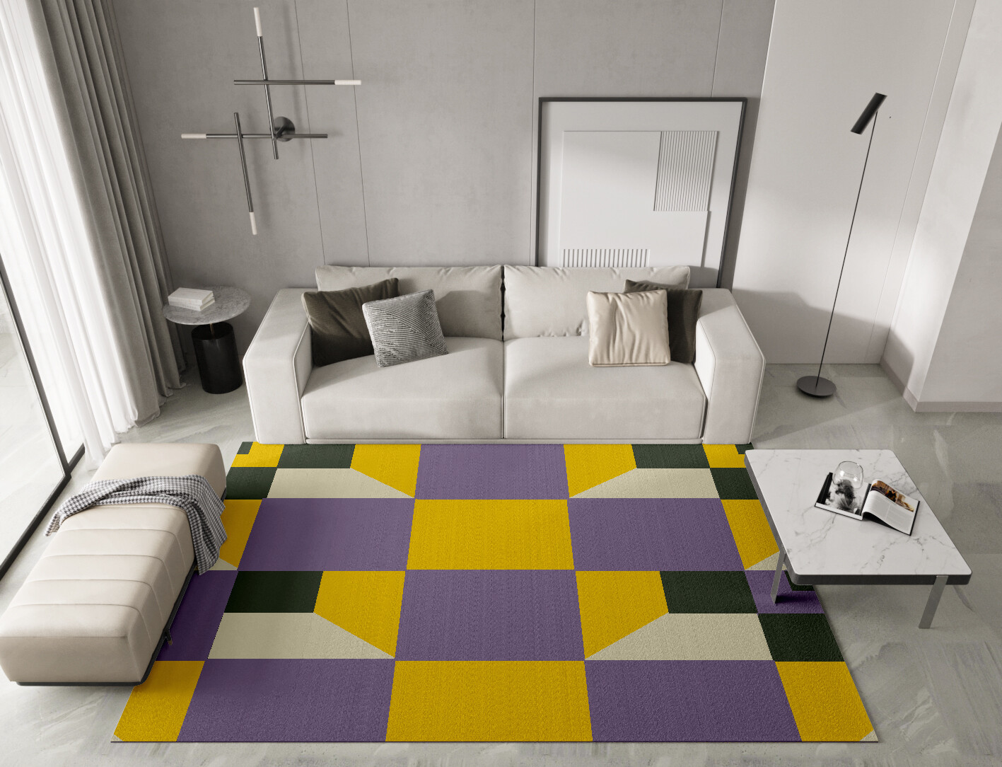 Heliotrope Geometric Rectangle Hand Knotted Tibetan Wool Custom Rug by Rug Artisan