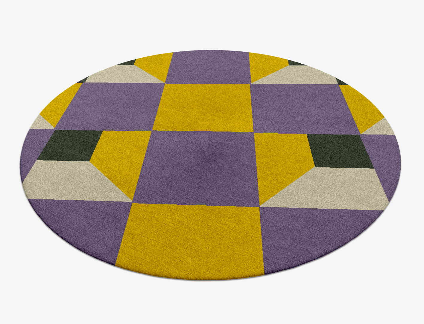Heliotrope Geometric Round Hand Knotted Tibetan Wool Custom Rug by Rug Artisan