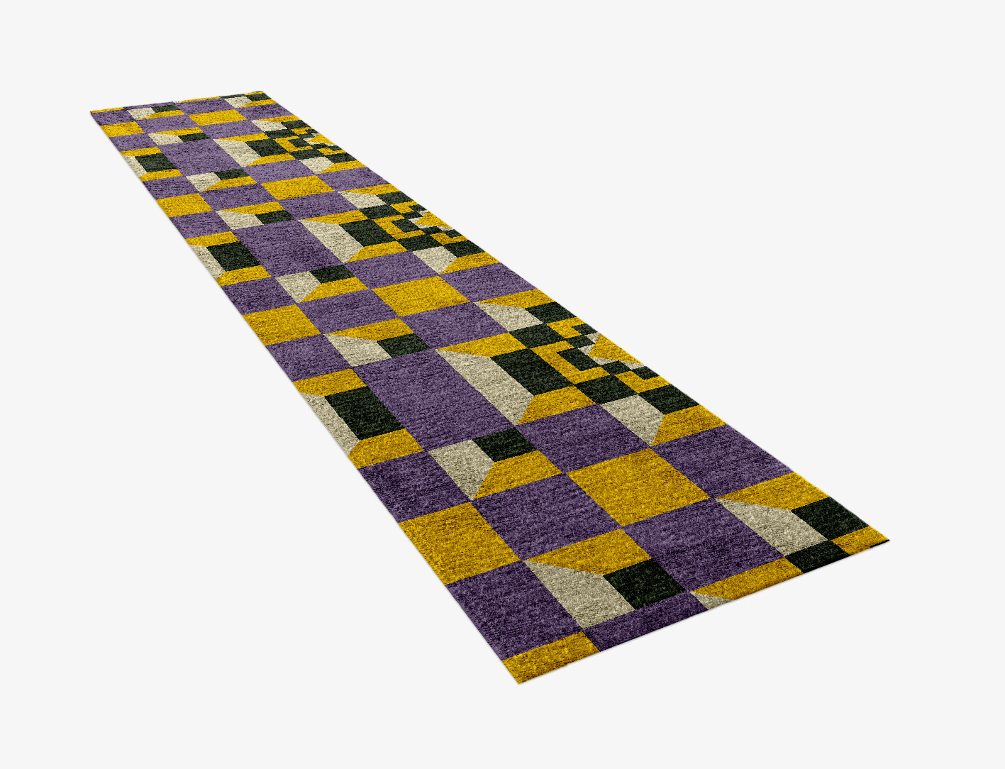 Heliotrope Geometric Runner Hand Knotted Bamboo Silk Custom Rug by Rug Artisan