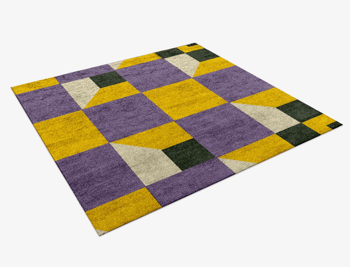 Heliotrope Geometric Square Hand Knotted Bamboo Silk Custom Rug by Rug Artisan