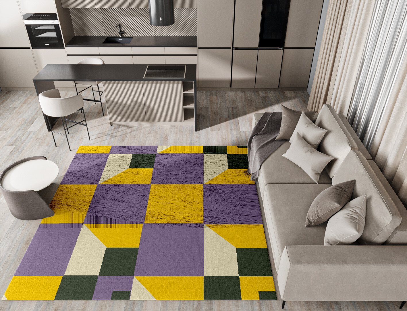 Heliotrope Geometric Square Hand Knotted Bamboo Silk Custom Rug by Rug Artisan