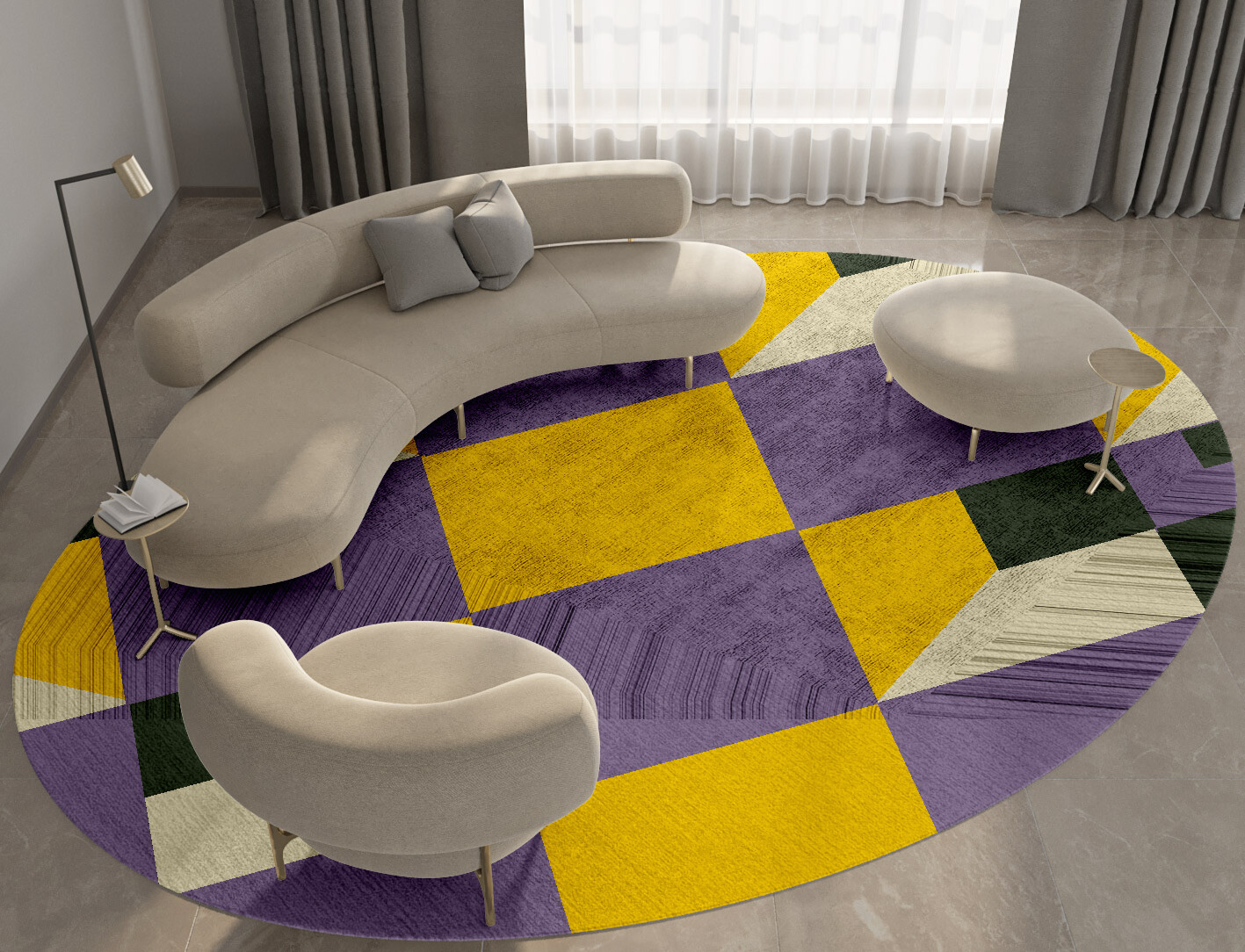 Heliotrope Geometric Oval Hand Tufted Bamboo Silk Custom Rug by Rug Artisan