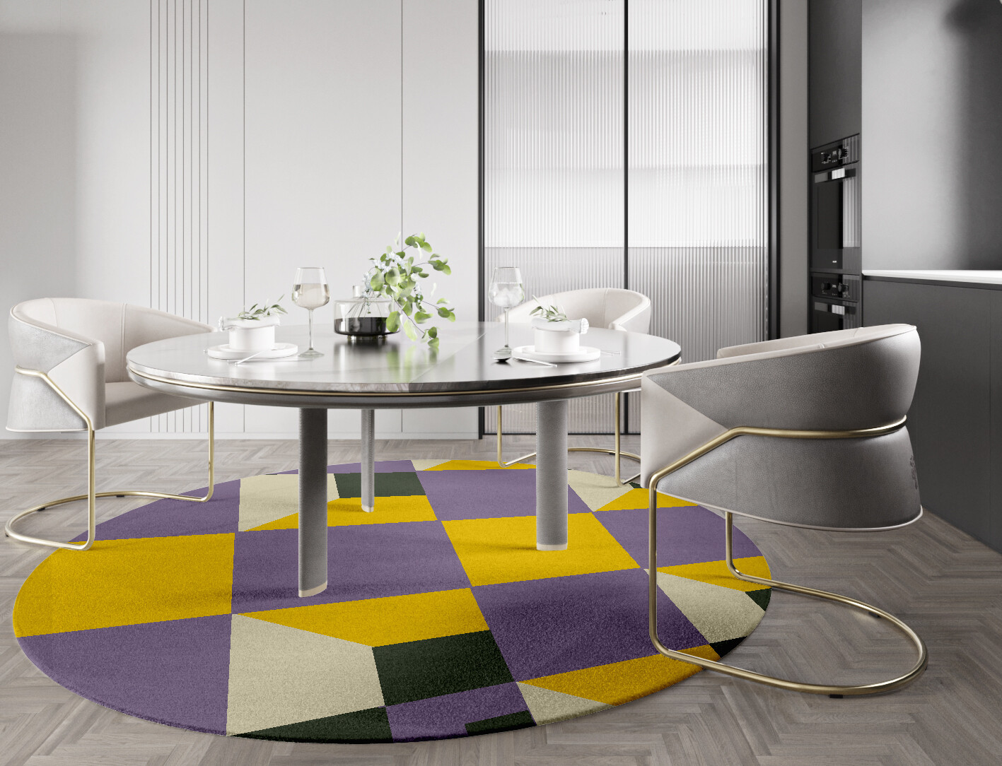 Heliotrope Geometric Round Hand Tufted Pure Wool Custom Rug by Rug Artisan