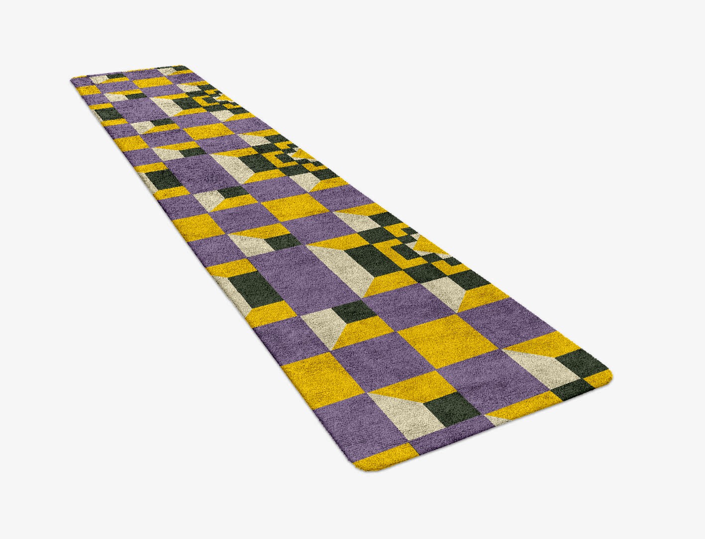 Heliotrope Geometric Runner Hand Tufted Bamboo Silk Custom Rug by Rug Artisan