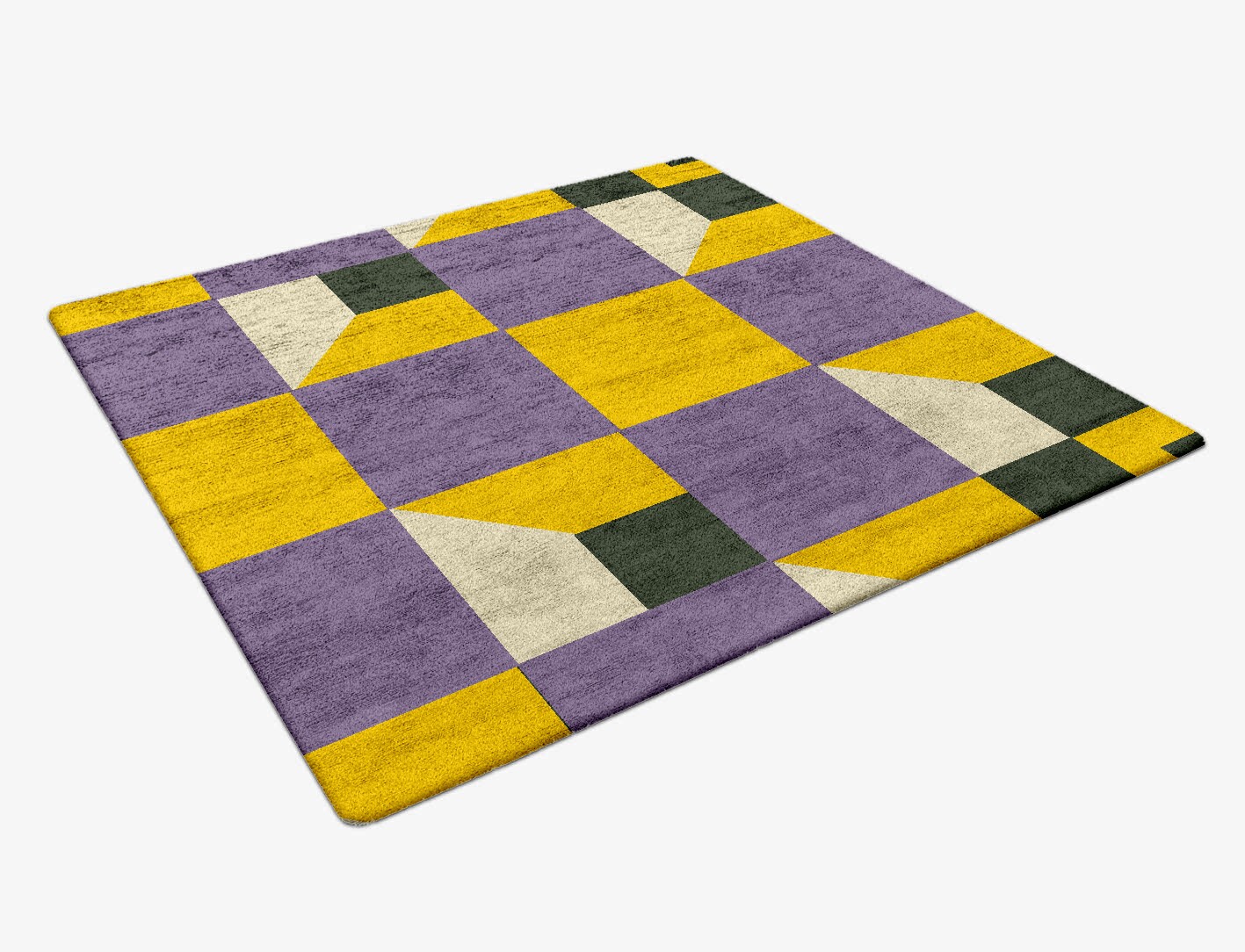 Heliotrope Geometric Square Hand Tufted Bamboo Silk Custom Rug by Rug Artisan