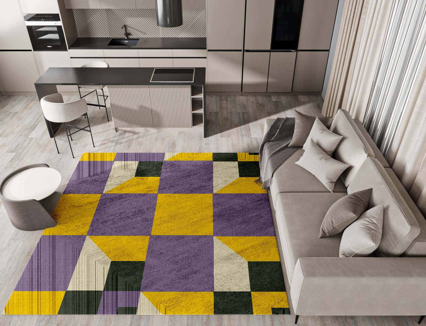 Heliotrope Geometric Square Hand Tufted Bamboo Silk Custom Rug by Rug Artisan