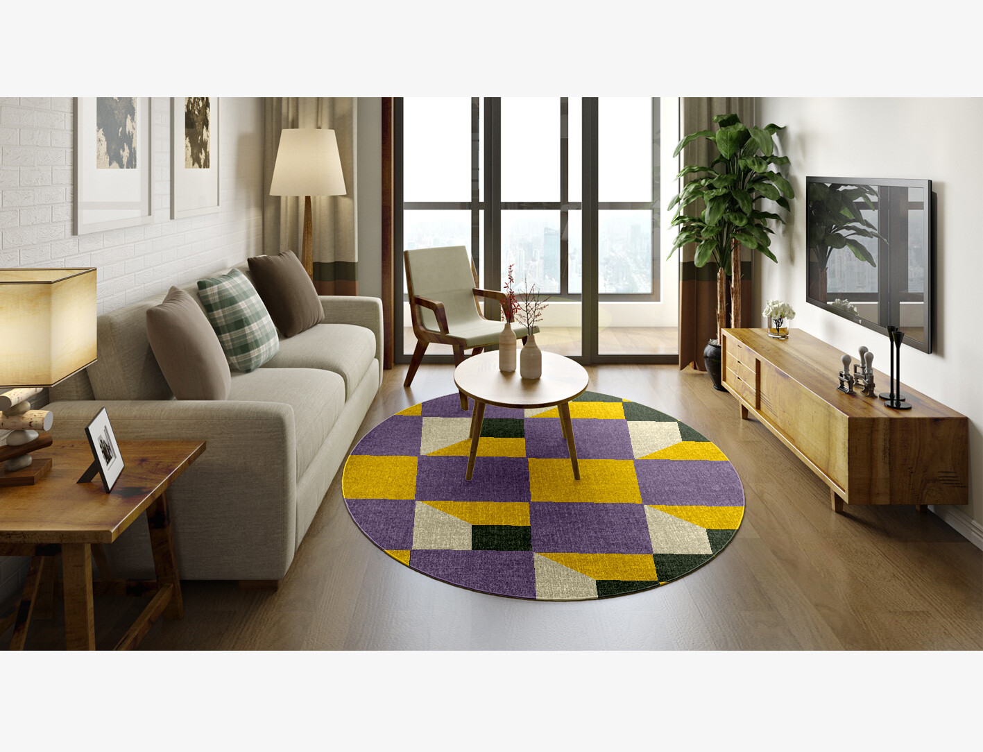 Heliotrope Geometric Oval Outdoor Recycled Yarn Custom Rug by Rug Artisan