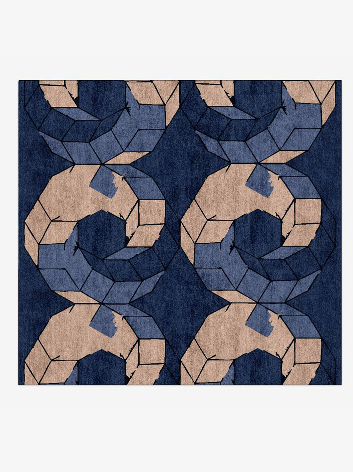 Helix Modern Art Square Hand Knotted Bamboo Silk Custom Rug by Rug Artisan