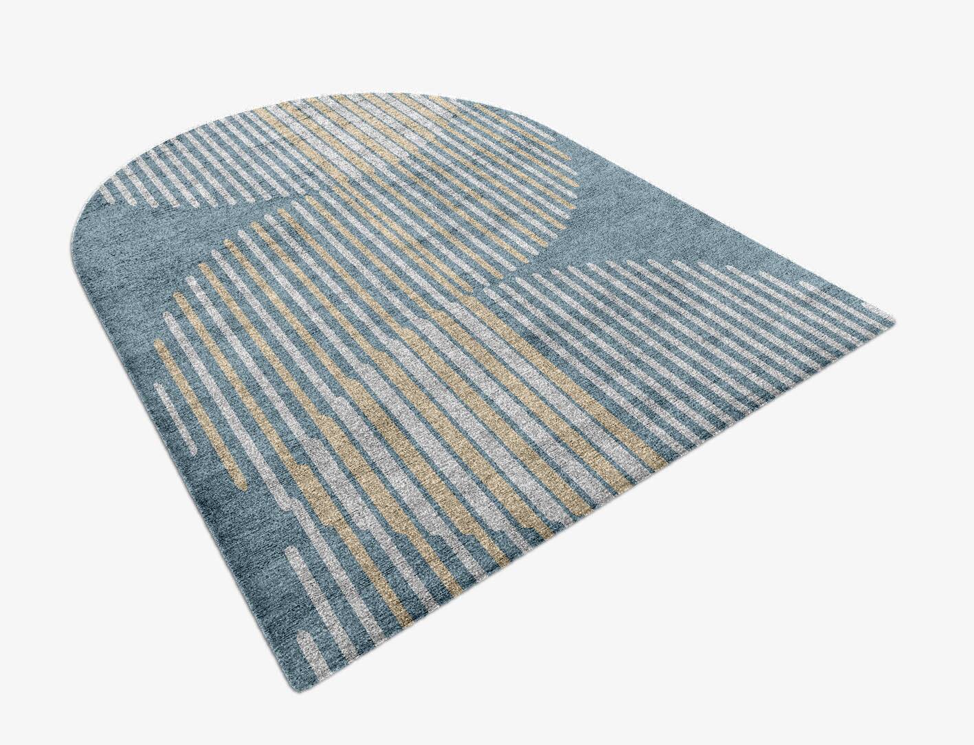 Hew Cerulean Arch Hand Knotted Bamboo Silk Custom Rug by Rug Artisan