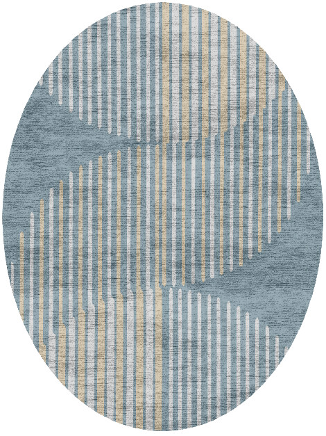 Hew Cerulean Oval Hand Knotted Bamboo Silk Custom Rug by Rug Artisan