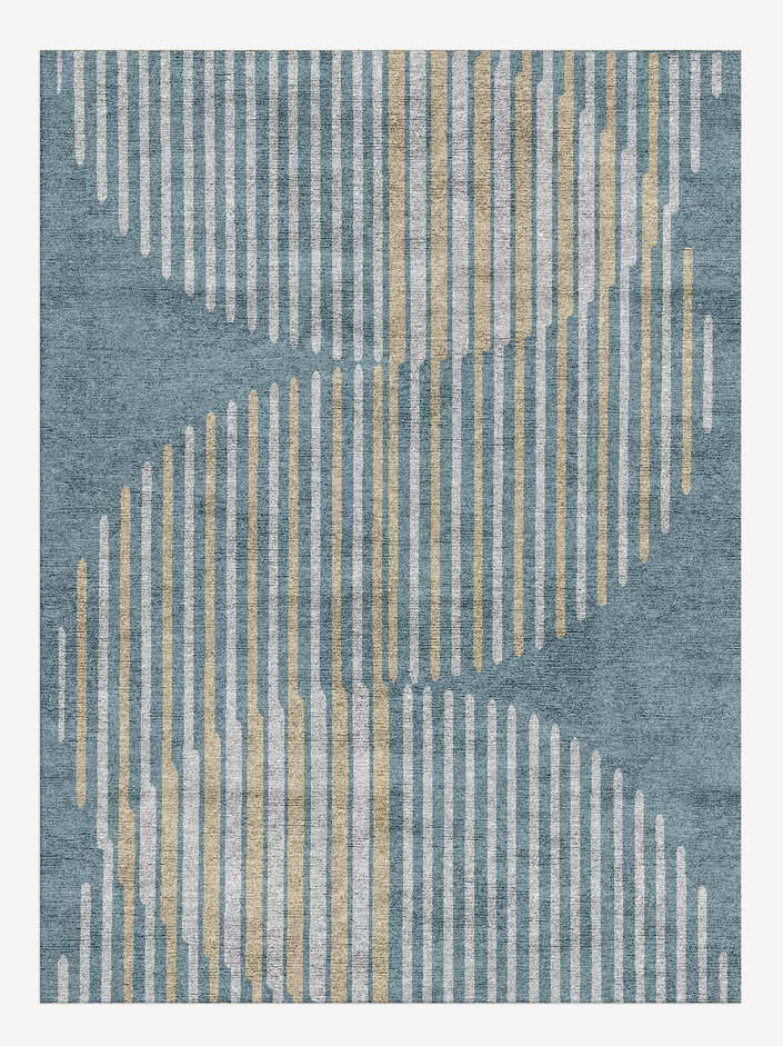 Hew Cerulean Rectangle Hand Knotted Bamboo Silk Custom Rug by Rug Artisan