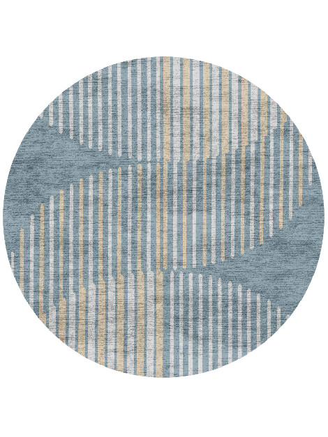Hew Cerulean Round Hand Knotted Bamboo Silk Custom Rug by Rug Artisan