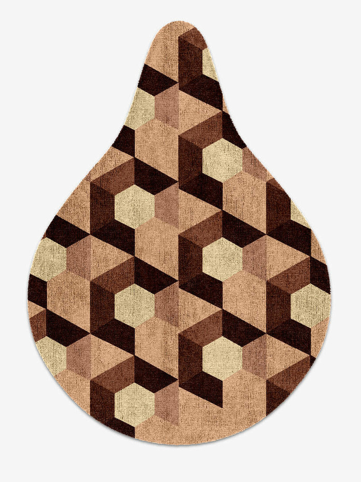 Hex Pyramids Modern Geometrics Drop Hand Knotted Bamboo Silk Custom Rug by Rug Artisan