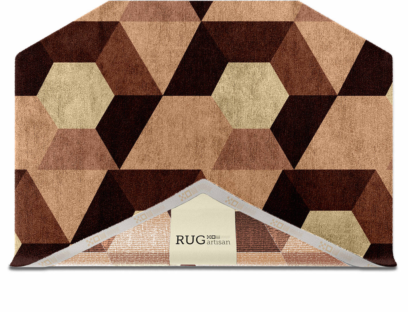 Hex Pyramids Modern Geometrics Hexagon Hand Knotted Bamboo Silk Custom Rug by Rug Artisan