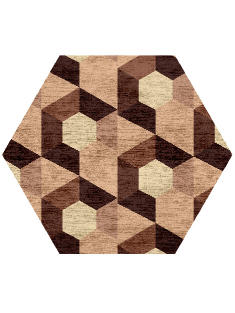 Hex Pyramids Modern Geometrics Hexagon Hand Knotted Bamboo Silk Custom Rug by Rug Artisan