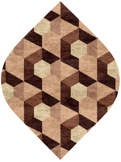 Hex Pyramids Modern Geometrics Ogee Hand Knotted Bamboo Silk Custom Rug by Rug Artisan
