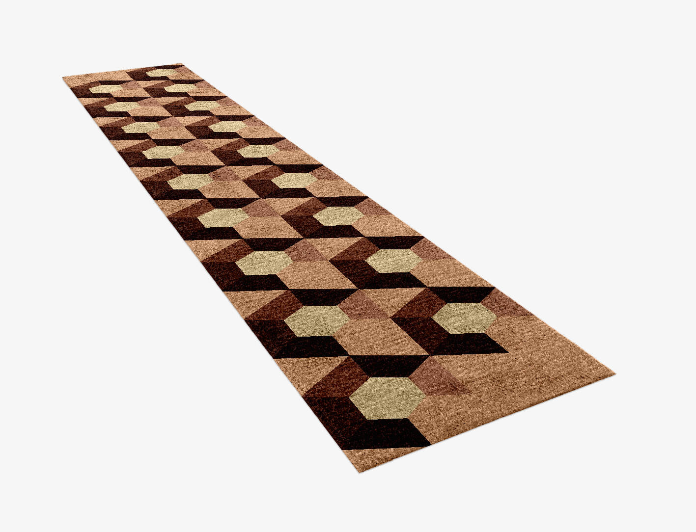 Hex Pyramids Modern Geometrics Runner Hand Knotted Bamboo Silk Custom Rug by Rug Artisan