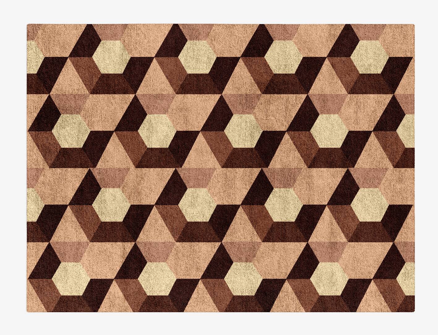 Hex Pyramids Modern Geometrics Rectangle Hand Tufted Bamboo Silk Custom Rug by Rug Artisan