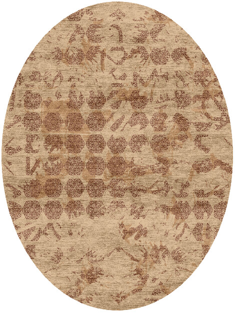 Hex Rows Vintage Oval Hand Knotted Bamboo Silk Custom Rug by Rug Artisan