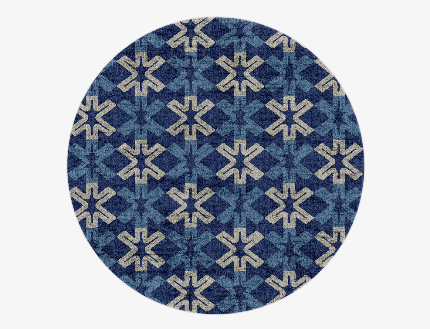Hexagram Geometric Round Hand Knotted Bamboo Silk Custom Rug by Rug Artisan