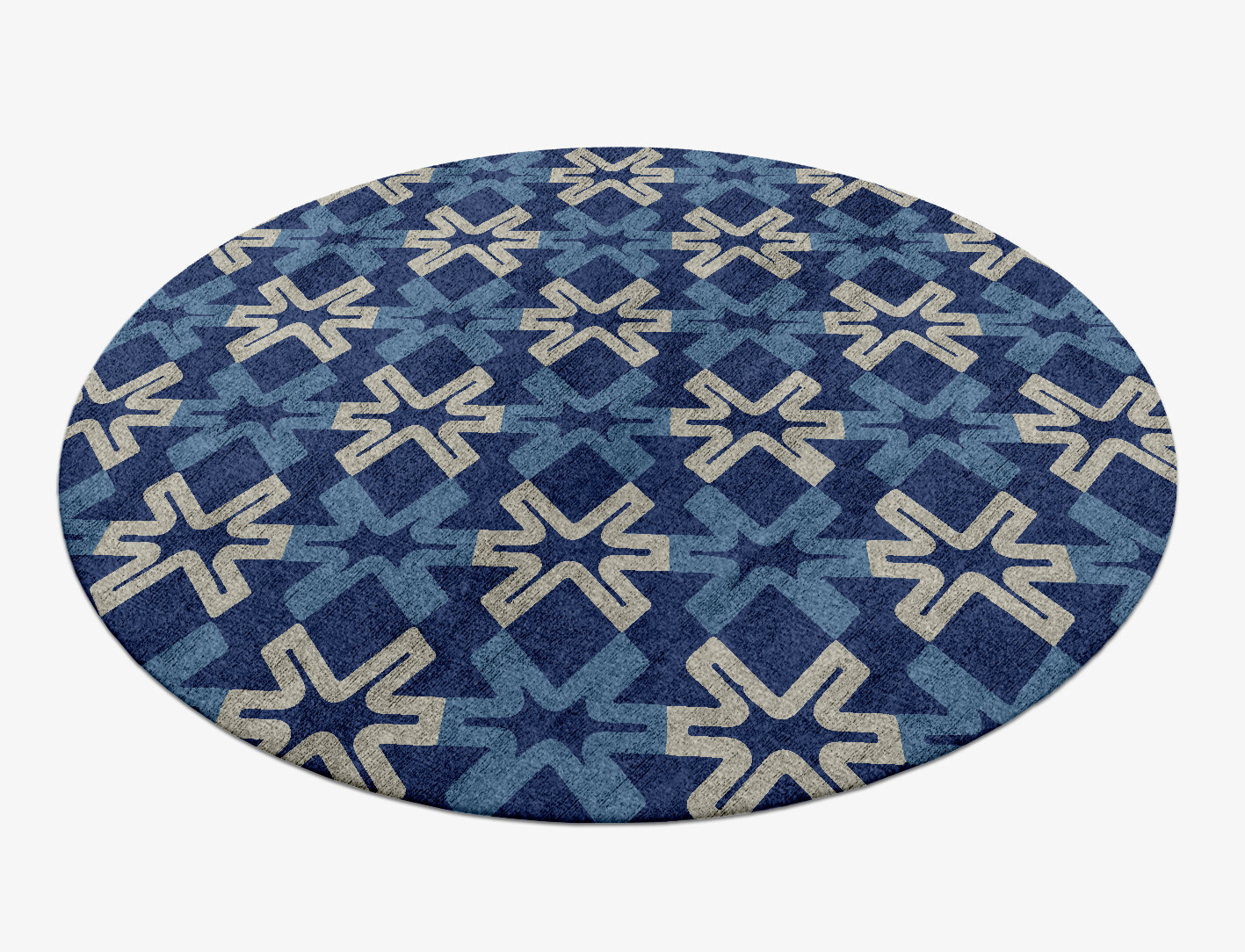 Hexagram Geometric Round Hand Knotted Bamboo Silk Custom Rug by Rug Artisan