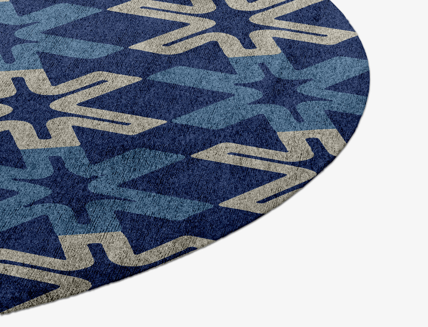 Hexagram Geometric Round Hand Knotted Bamboo Silk Custom Rug by Rug Artisan