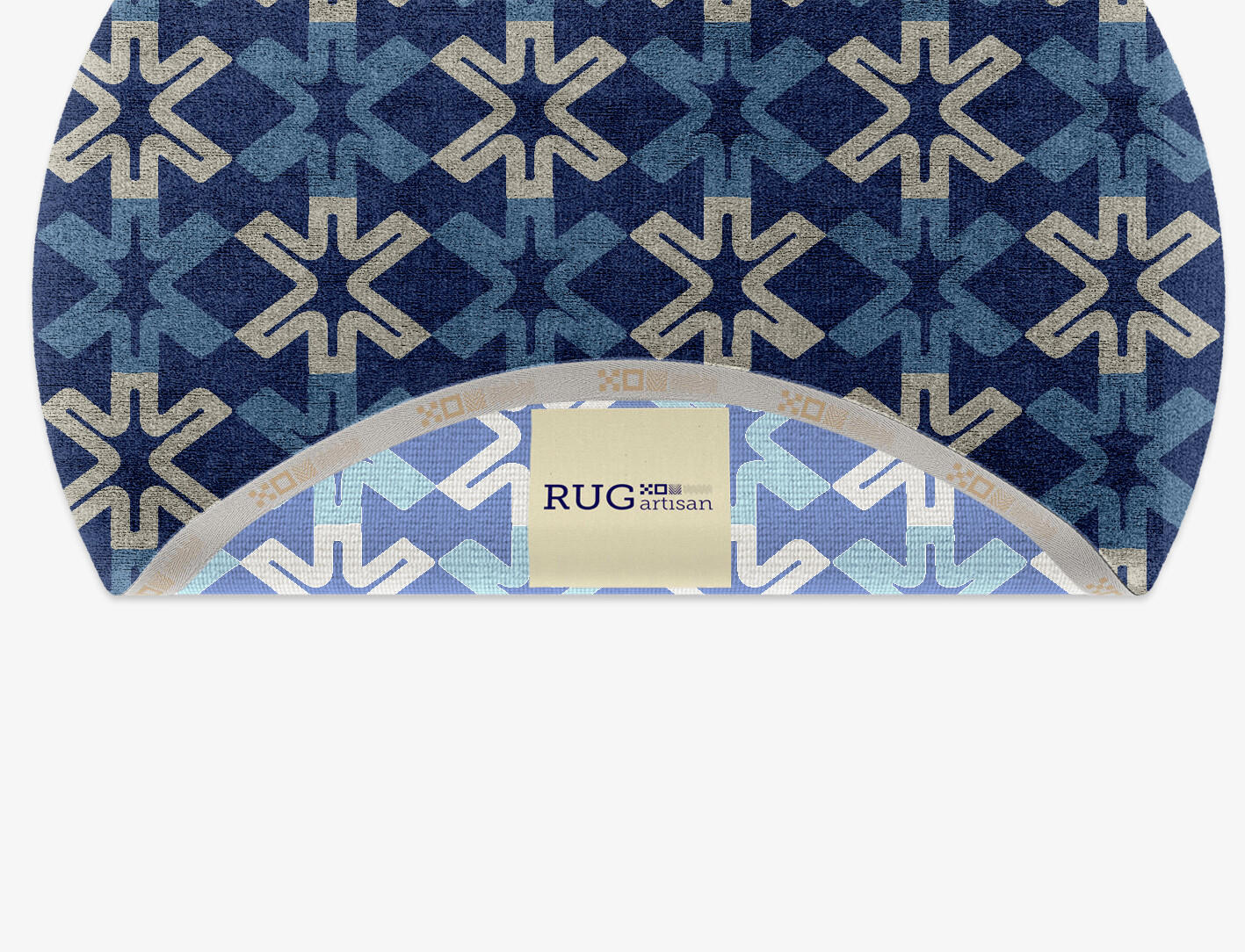 Hexagram Geometric Round Hand Knotted Bamboo Silk Custom Rug by Rug Artisan