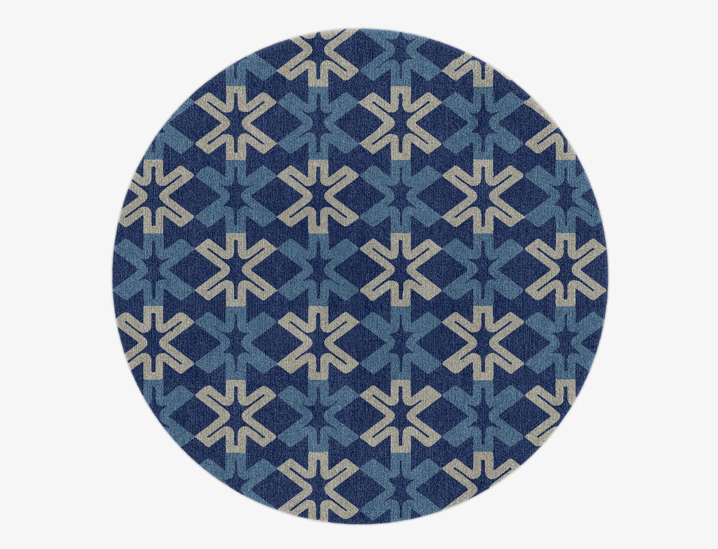 Hexagram Geometric Round Hand Knotted Tibetan Wool Custom Rug by Rug Artisan