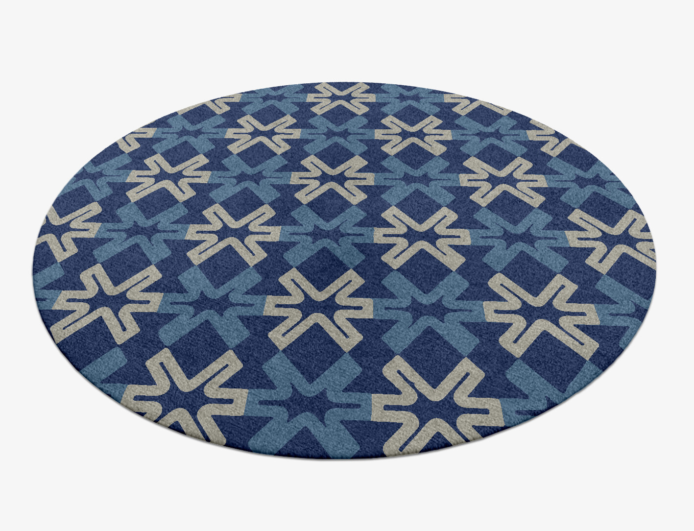 Hexagram Geometric Round Hand Knotted Tibetan Wool Custom Rug by Rug Artisan