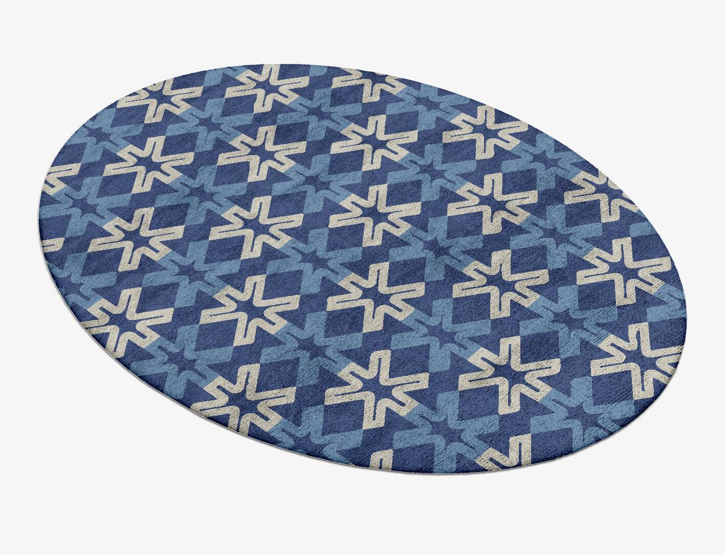 Hexagram Modern Geometrics Oval Hand Tufted Bamboo Silk Custom Rug by Rug Artisan