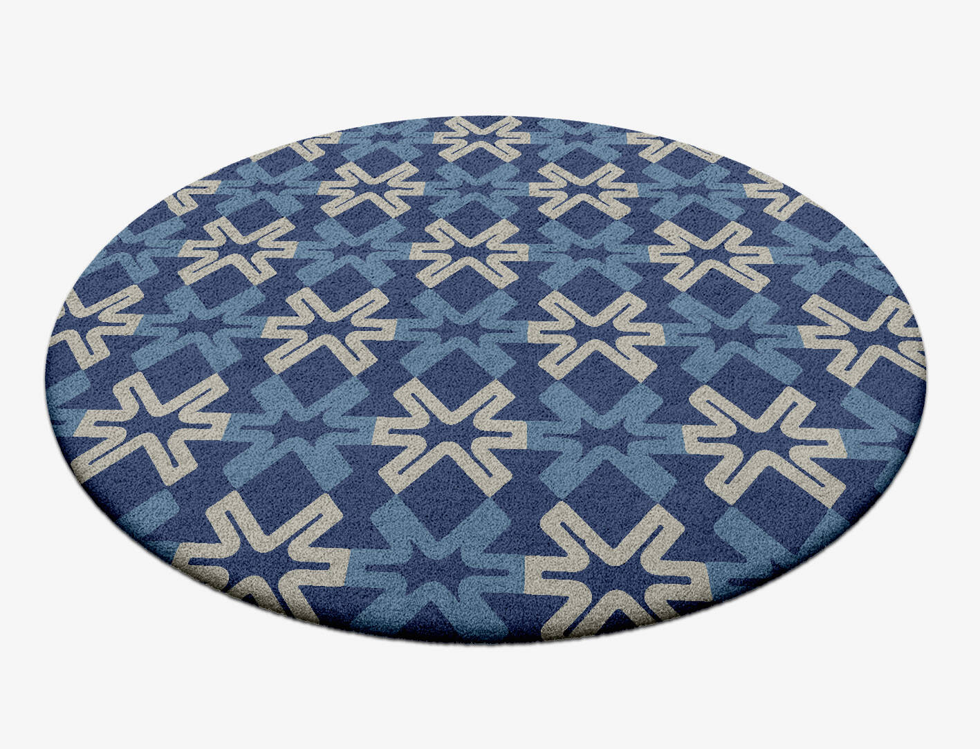 Hexagram Modern Geometrics Round Hand Tufted Pure Wool Custom Rug by Rug Artisan