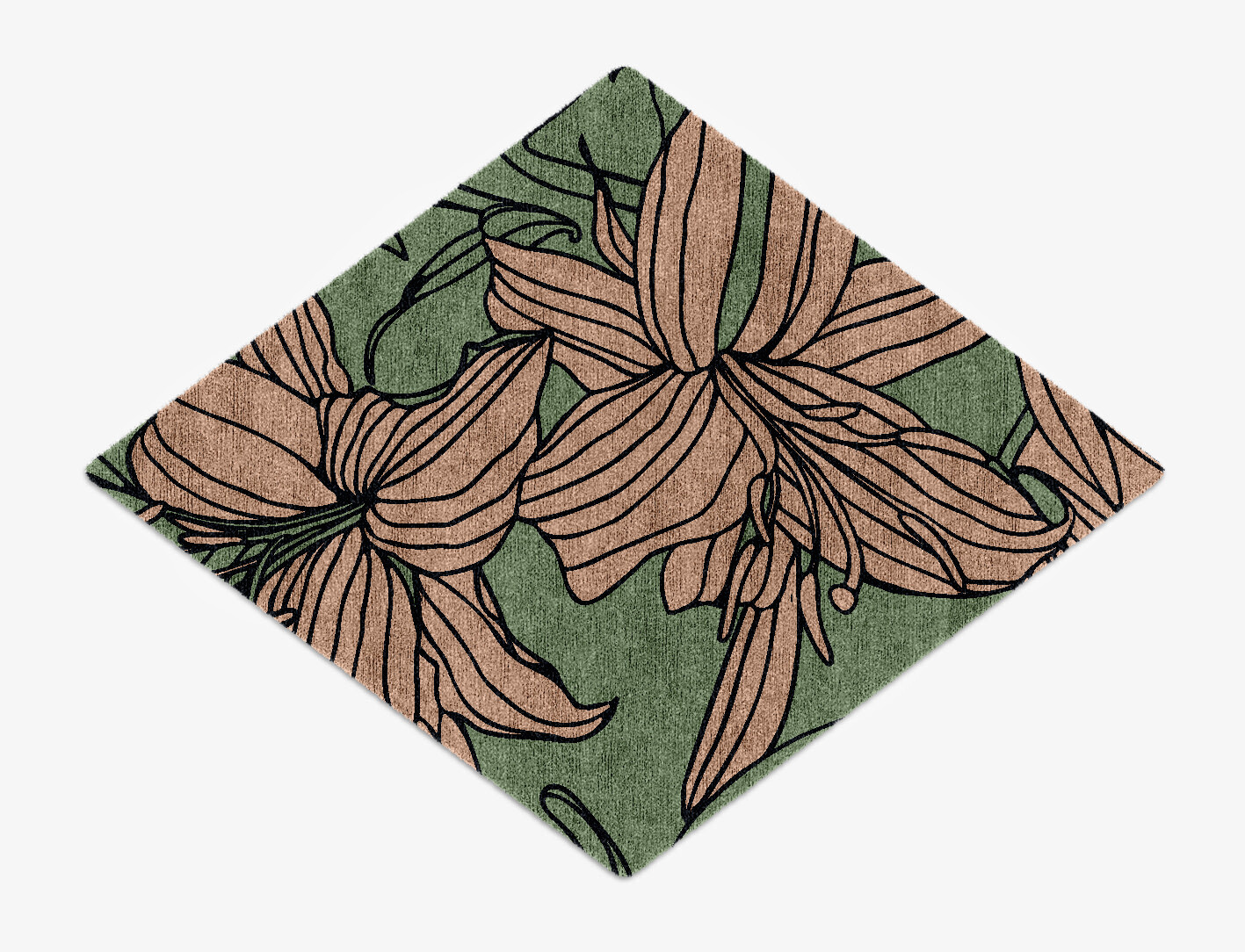 Hippeastrum Field of Flowers Diamond Hand Knotted Bamboo Silk Custom Rug by Rug Artisan