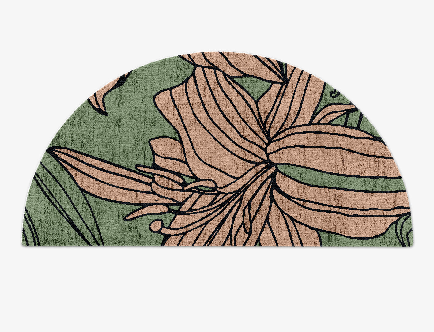 Hippeastrum Field of Flowers Halfmoon Hand Knotted Bamboo Silk Custom Rug by Rug Artisan