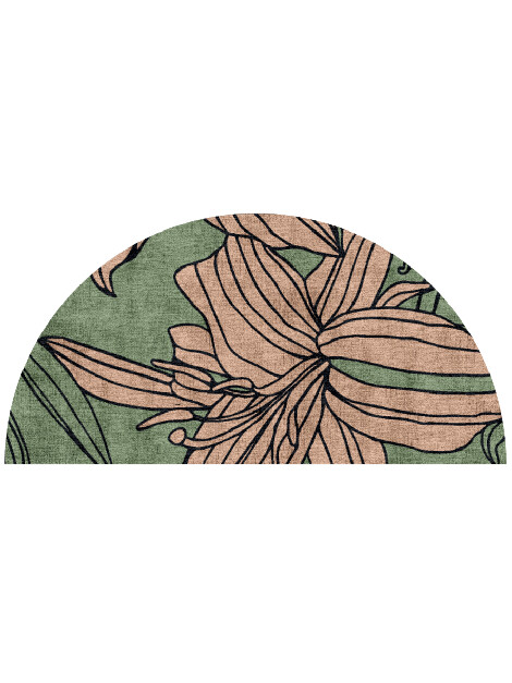Hippeastrum Field of Flowers Halfmoon Hand Knotted Bamboo Silk Custom Rug by Rug Artisan
