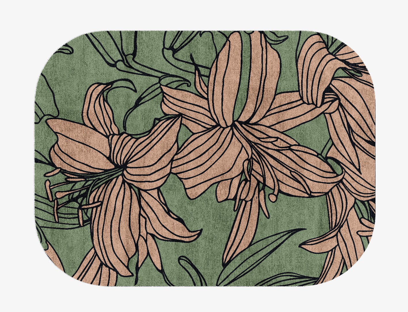 Hippeastrum Field of Flowers Oblong Hand Knotted Bamboo Silk Custom Rug by Rug Artisan