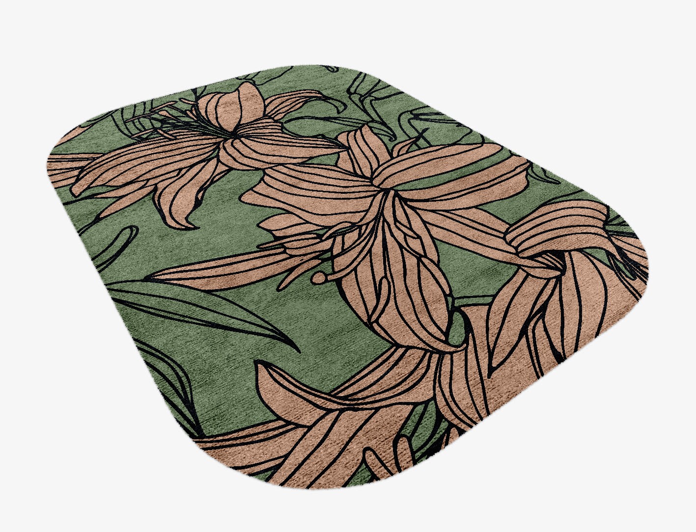 Hippeastrum Field of Flowers Oblong Hand Knotted Bamboo Silk Custom Rug by Rug Artisan